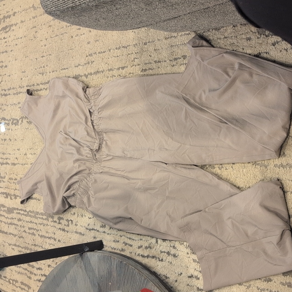 Joe Fresh Taupe Sleeveless Tie Waist Jumpsuit